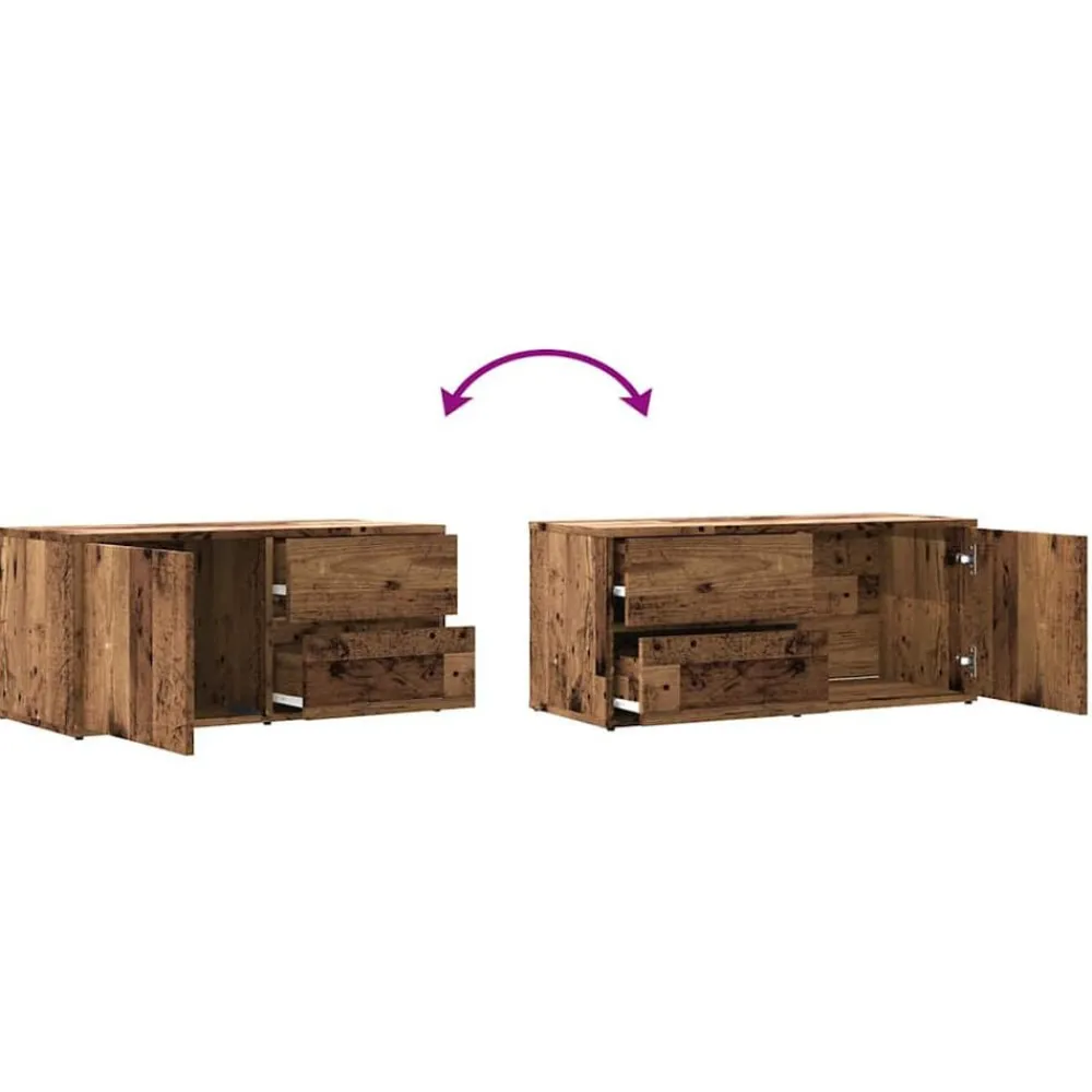 vidaXL Mueble de TV madera ingeniería madera envejecida 80x34x35,5 cm Madera antigua Best