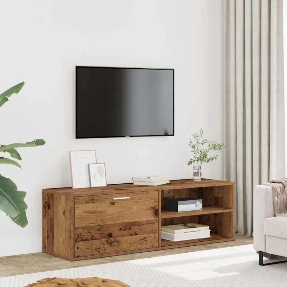 vidaXL Mueble de TV madera contrachapada envejecida 120x34x37 cm Madera antigua Hot