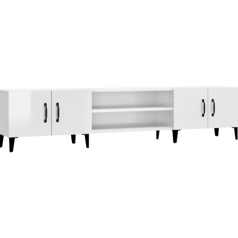 vidaXL Mueble de TV madera contrachapada blanco brillo 180x31,5x40 cm Blanco brillante Discount