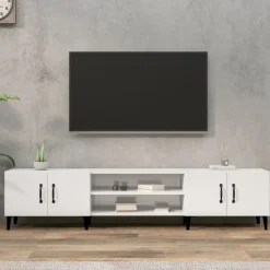 vidaXL Mueble de TV madera contrachapada blanco brillo 180x31,5x40 cm Blanco brillante Discount