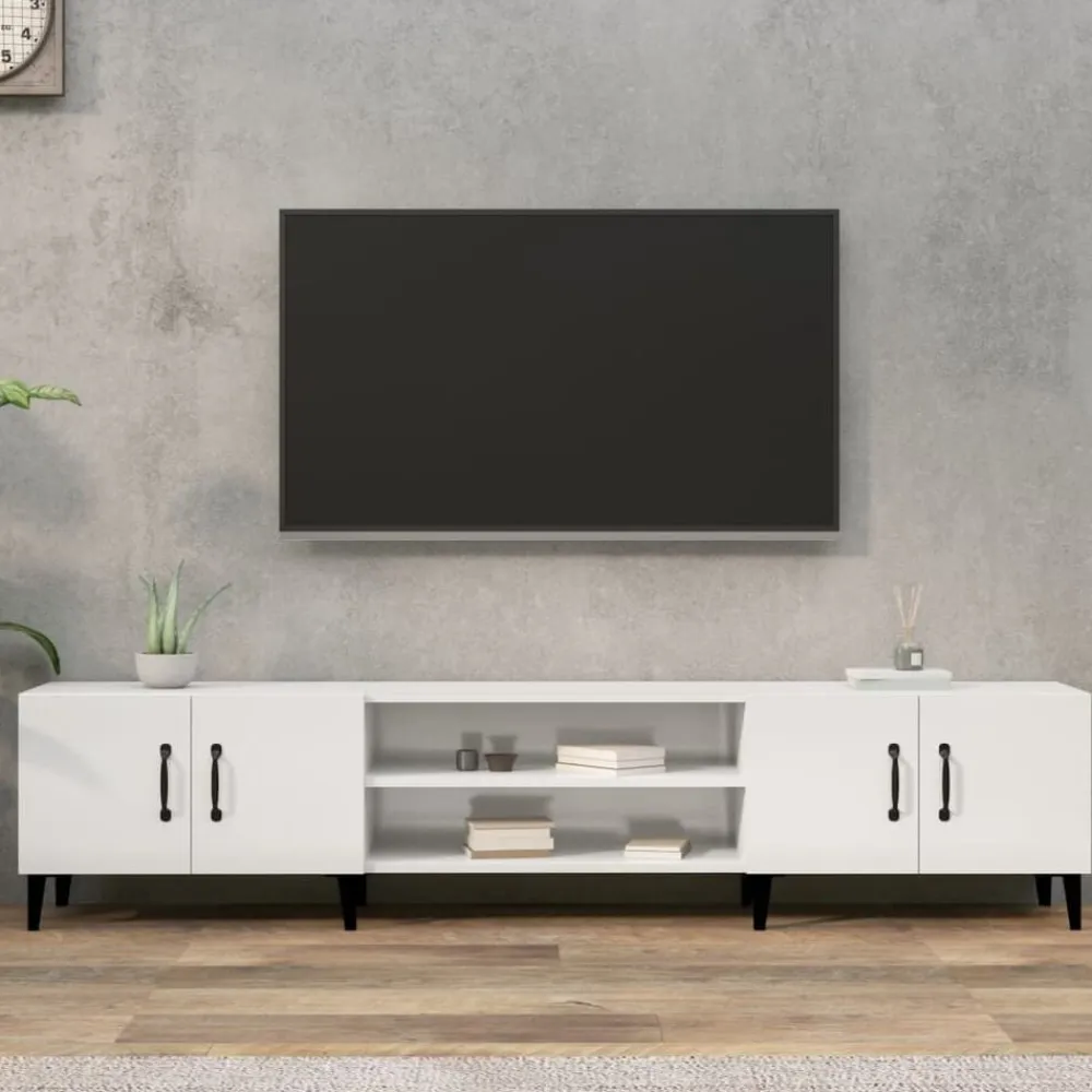 vidaXL Mueble de TV madera contrachapada blanco brillo 180x31,5x40 cm Blanco brillante Discount