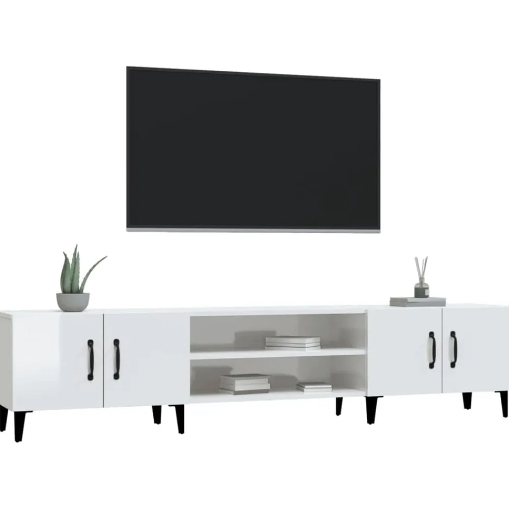 vidaXL Mueble de TV madera contrachapada blanco brillo 180x31,5x40 cm Blanco brillante Discount