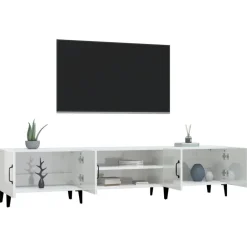 vidaXL Mueble de TV madera contrachapada blanco brillo 180x31,5x40 cm Blanco brillante Discount