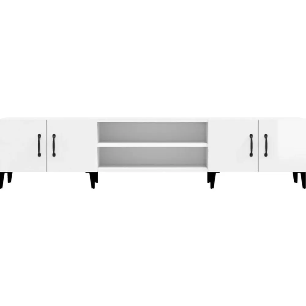 vidaXL Mueble de TV madera contrachapada blanco brillo 180x31,5x40 cm Blanco brillante Discount