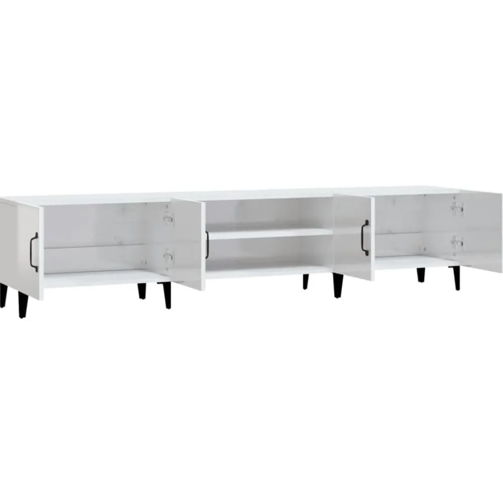 vidaXL Mueble de TV madera contrachapada blanco brillo 180x31,5x40 cm Blanco brillante Discount
