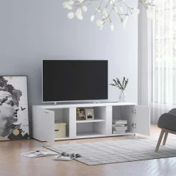 vidaXL Mueble de TV madera contrachapada 120x34x37 cm Blanco Sale