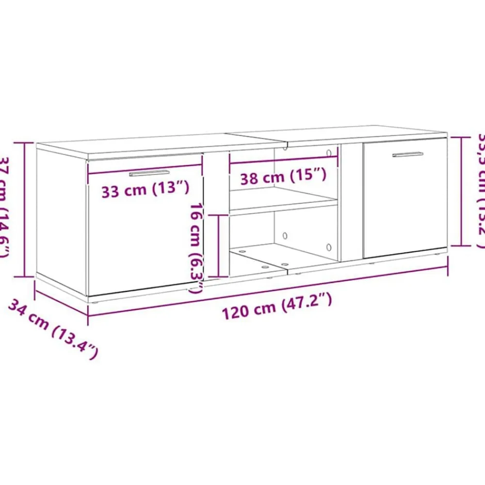 vidaXL Mueble de TV madera contrachapada 120x34x37 cm Blanco Sale