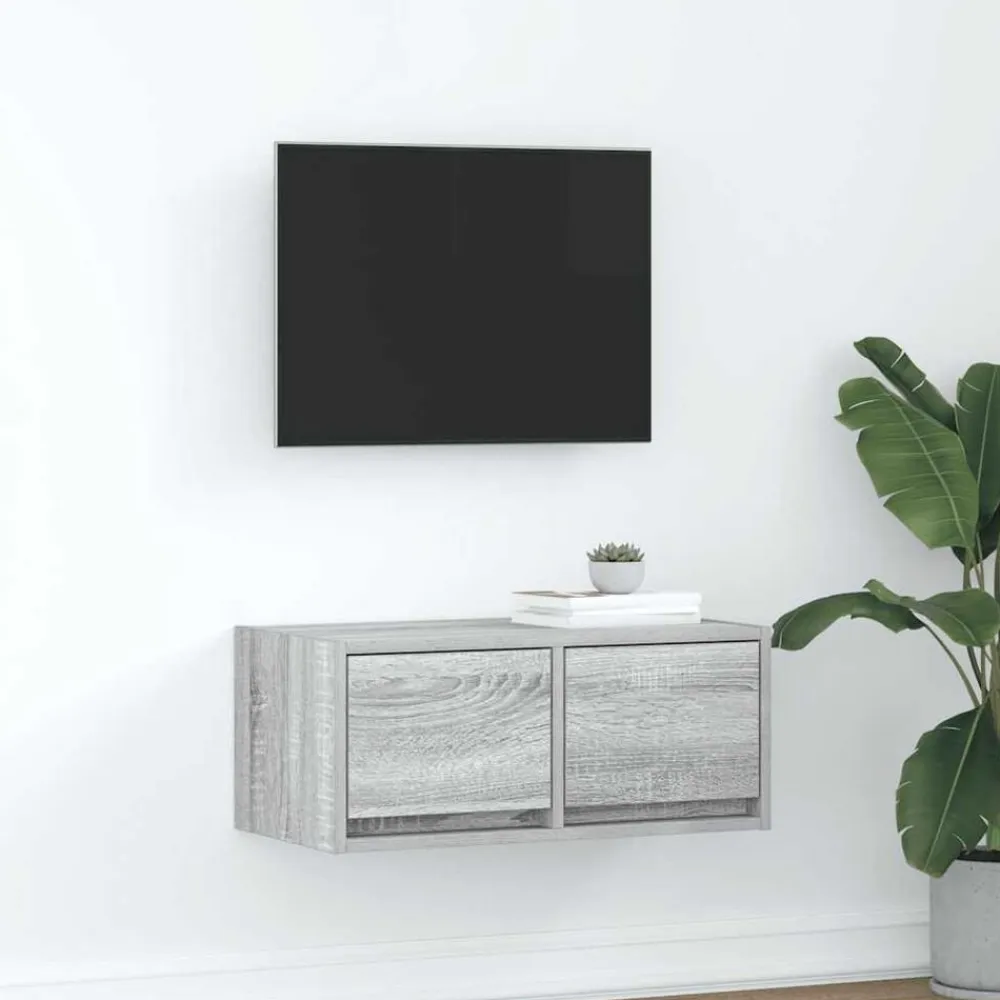 vidaXL Mueble de TV madera contrachapada 60x31x25,5 cm Gris sonoma Hot