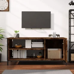 vidaXL Mueble de TV madera contrachapada 100x40x45 cm Roble ahumado Best