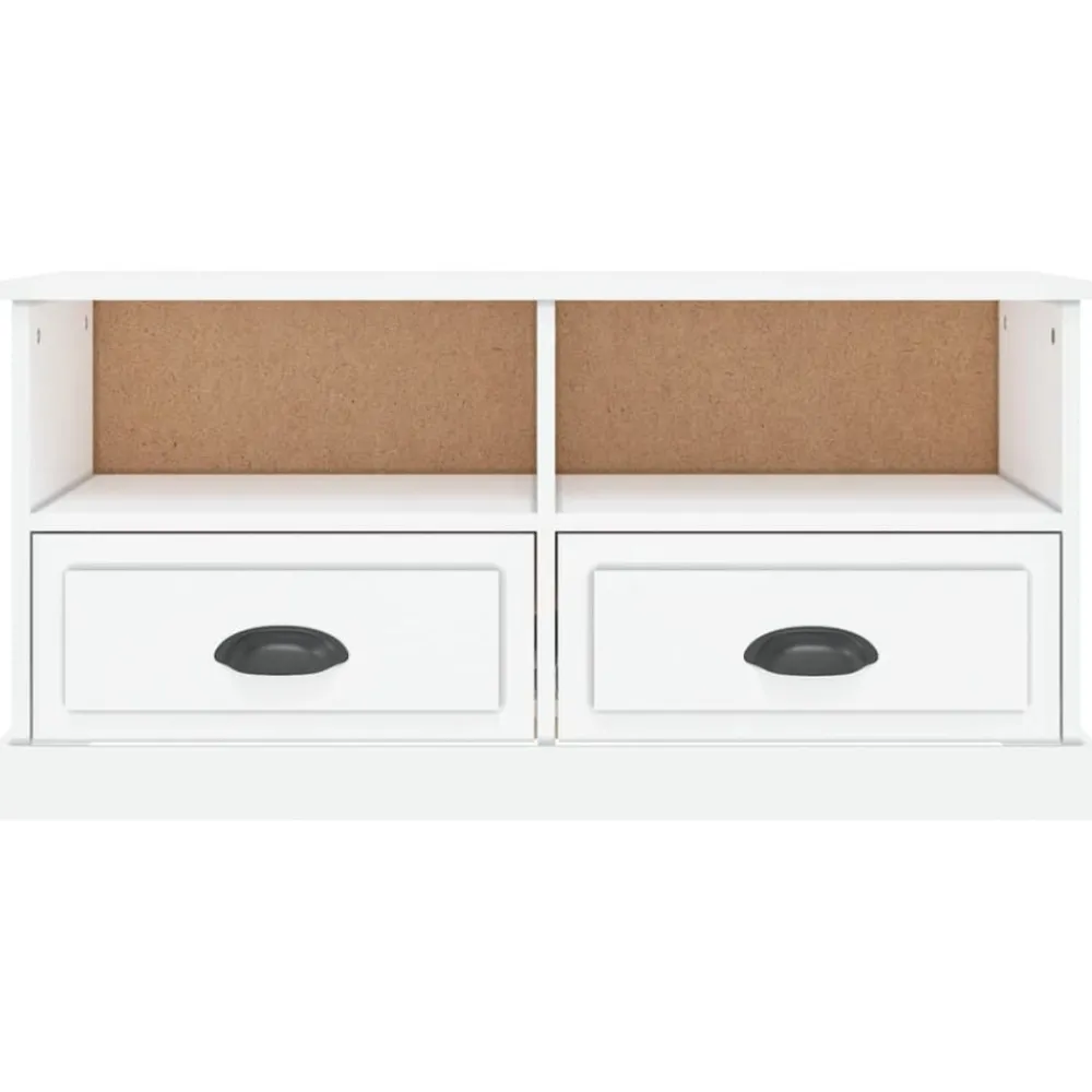 vidaXL Muebles Tv-Mueble de TV madera contrachapada blanco brillo 93x35,5x45 cm