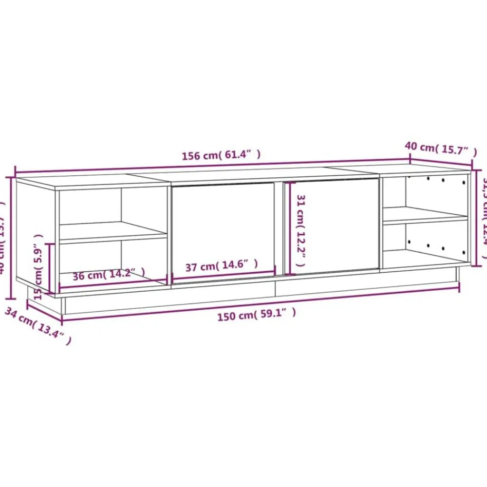 vidaXL Muebles Tv-Mueble de TV madera maciza de pino 156x40x40 cm