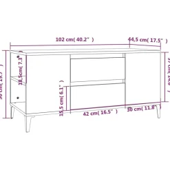 vidaXL Mueble de TV madera contrachapada 102x44,5x50 cm Gris sonoma Outlet