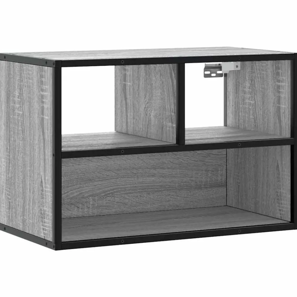 vidaXL Mueble de TV madera y metal roble ahumado 60x31x39,5 cm Gris sonoma Hot