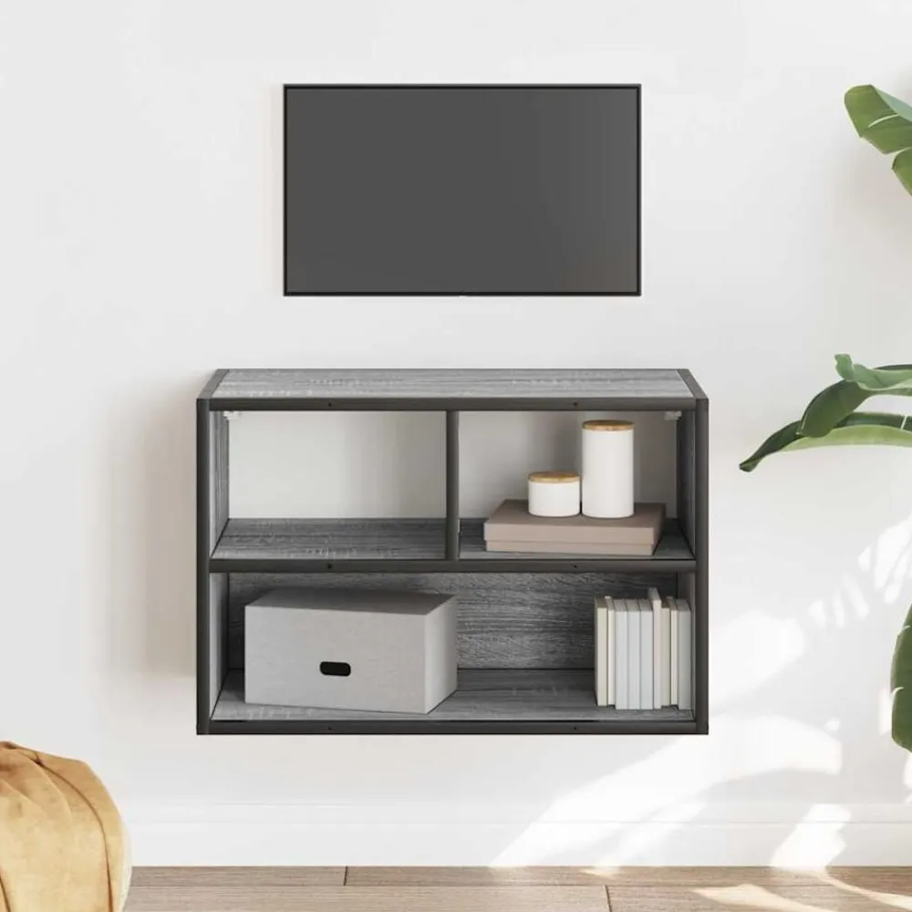 vidaXL Mueble de TV madera y metal roble ahumado 60x31x39,5 cm Gris sonoma Hot