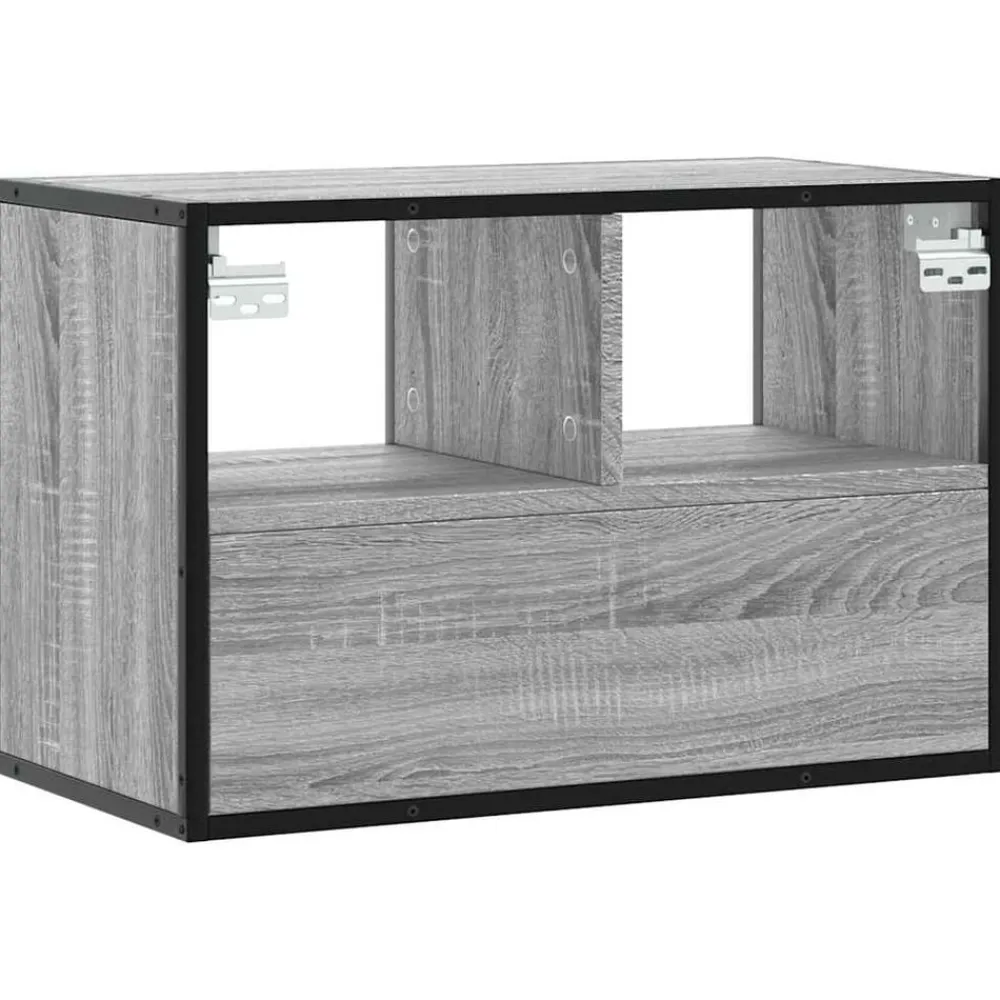 vidaXL Mueble de TV madera y metal roble ahumado 60x31x39,5 cm Gris sonoma Hot