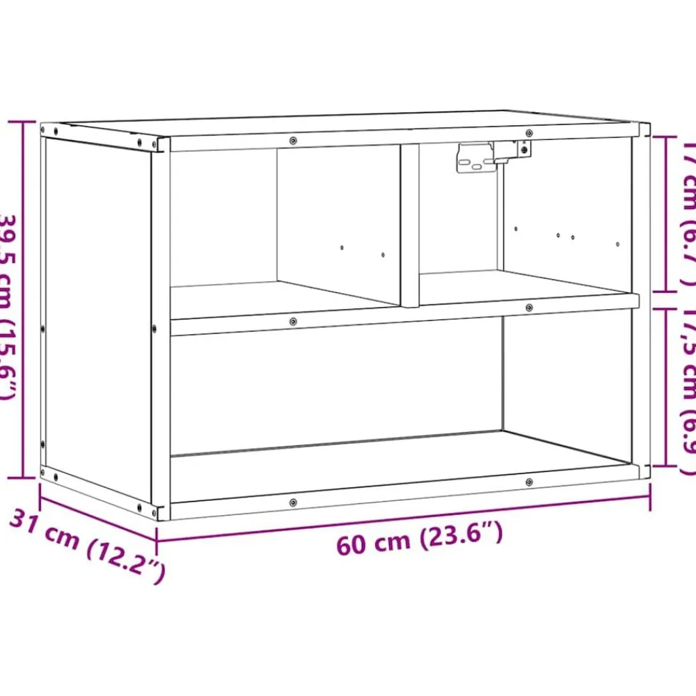 vidaXL Mueble de TV madera y metal roble ahumado 60x31x39,5 cm Gris sonoma Hot