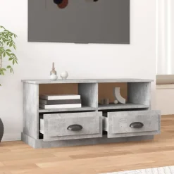 vidaXL Mueble de TV madera contrachapada gris hormigón 93x35,5x45 cm Gris hormigón Online