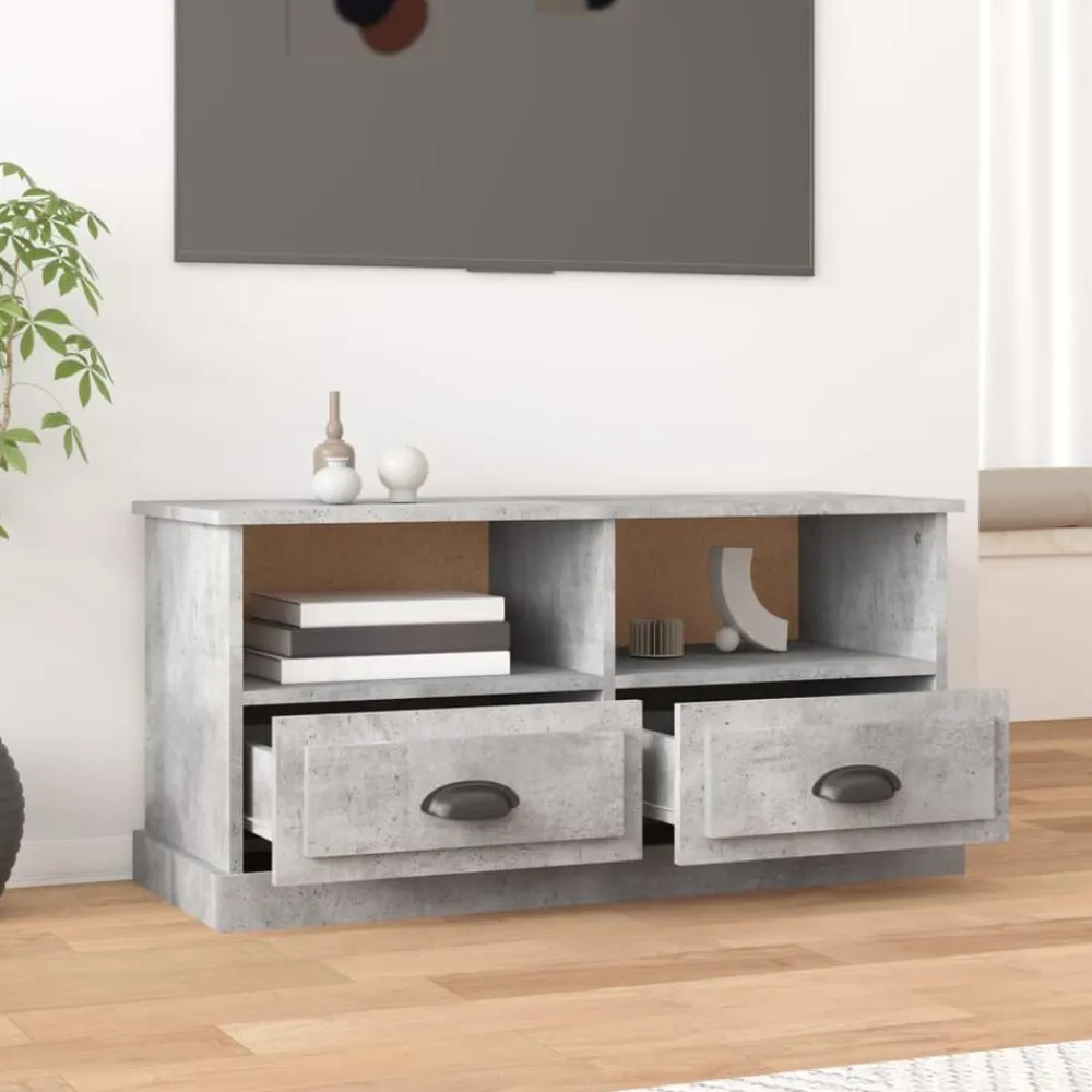 vidaXL Mueble de TV madera contrachapada gris hormigón 93x35,5x45 cm Gris hormigón Online