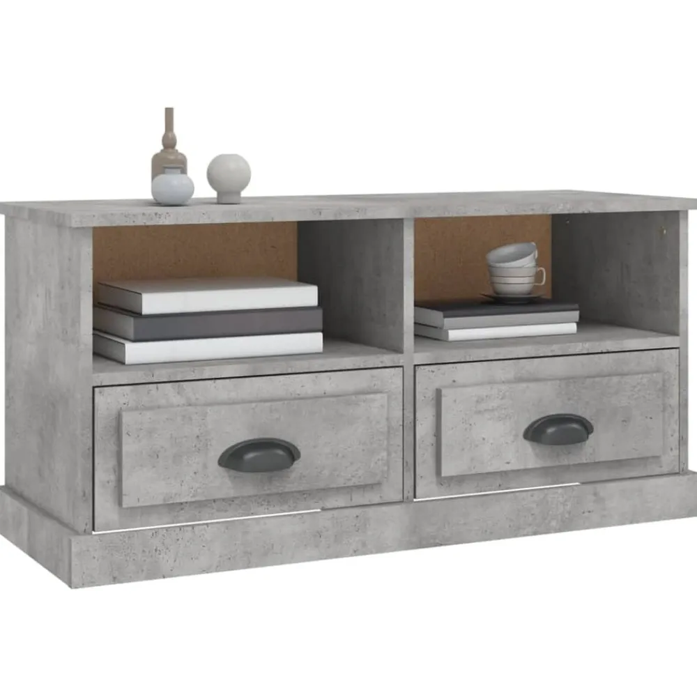 vidaXL Mueble de TV madera contrachapada gris hormigón 93x35,5x45 cm Gris hormigón Online