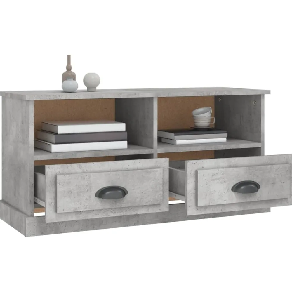 vidaXL Mueble de TV madera contrachapada gris hormigón 93x35,5x45 cm Gris hormigón Online