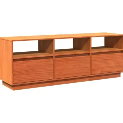 vidaXL Mueble de TV madera maciza de pino marrón cera 140x37x50 cm Marrón cera Outlet