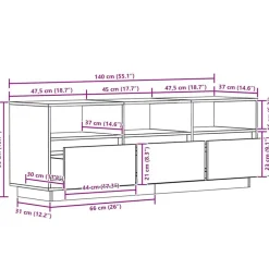 vidaXL Mueble de TV madera maciza de pino marrón cera 140x37x50 cm Marrón cera Outlet