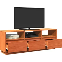 vidaXL Mueble de TV madera maciza de pino marrón cera 140x37x50 cm Marrón cera Outlet