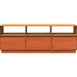 vidaXL Mueble de TV madera maciza de pino marrón cera 140x37x50 cm Marrón cera Outlet