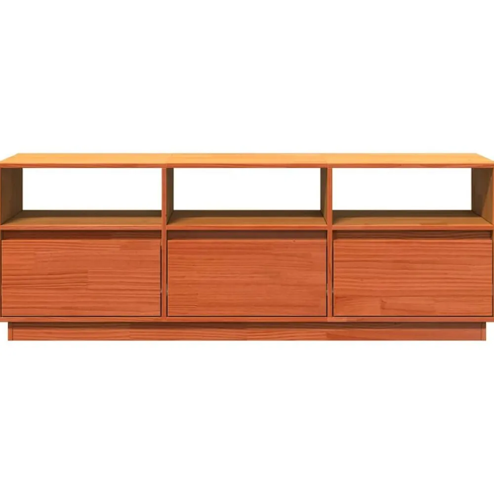 vidaXL Mueble de TV madera maciza de pino marrón cera 140x37x50 cm Marrón cera Outlet