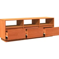 vidaXL Mueble de TV madera maciza de pino marrón cera 140x37x50 cm Marrón cera Outlet