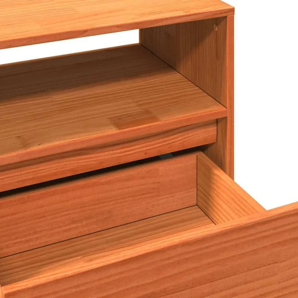 vidaXL Mueble de TV madera maciza de pino marrón cera 140x37x50 cm Marrón cera Outlet