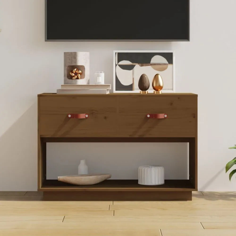 vidaXL Muebles Tv-Mueble de TV madera maciza de pino marrón miel 90x40x60 cm