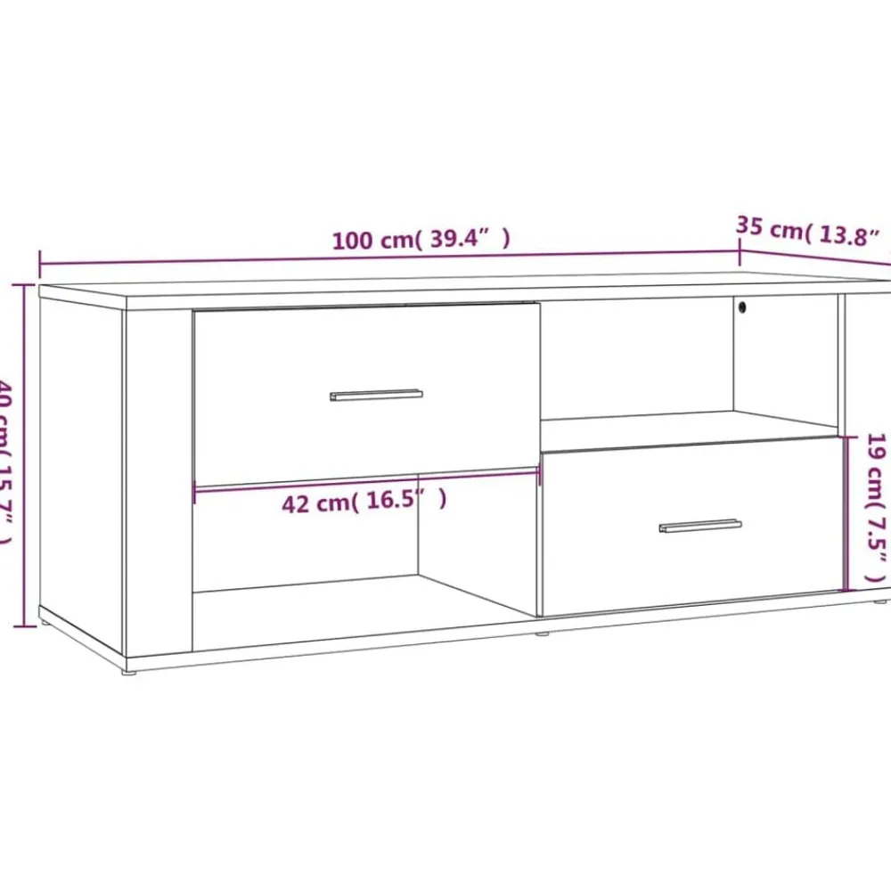 vidaXL Muebles Tv-Mueble de TV madera contrachapada 100x35x40 cm