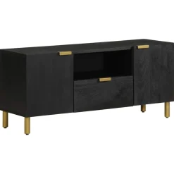 vidaXL Armarios Y Almacenamiento-Mueble de TV madera de ingeniería negro 105x33x46 cm