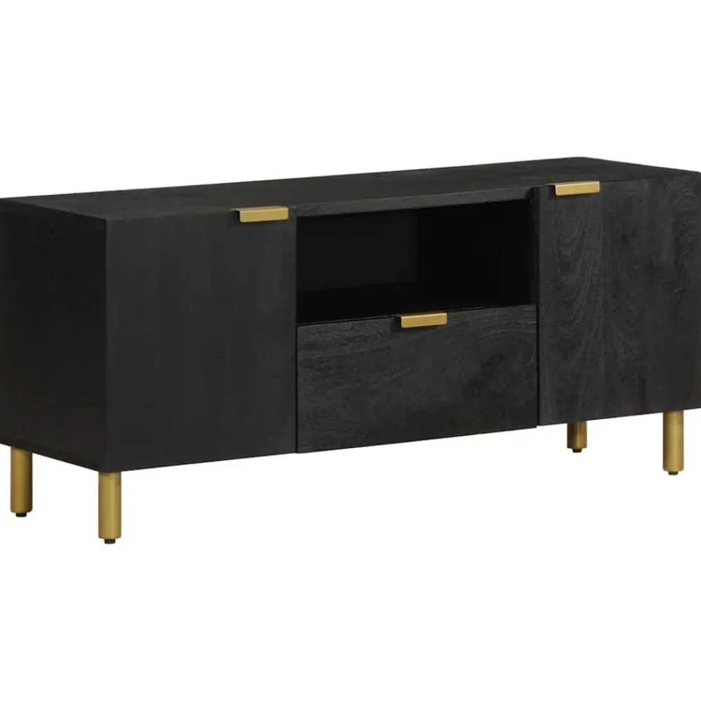 vidaXL Armarios Y Almacenamiento-Mueble de TV madera de ingeniería negro 105x33x46 cm
