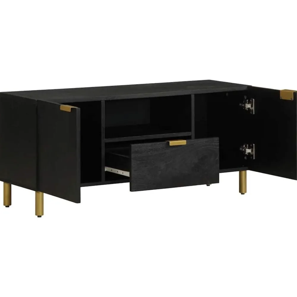 vidaXL Armarios Y Almacenamiento-Mueble de TV madera de ingeniería negro 105x33x46 cm
