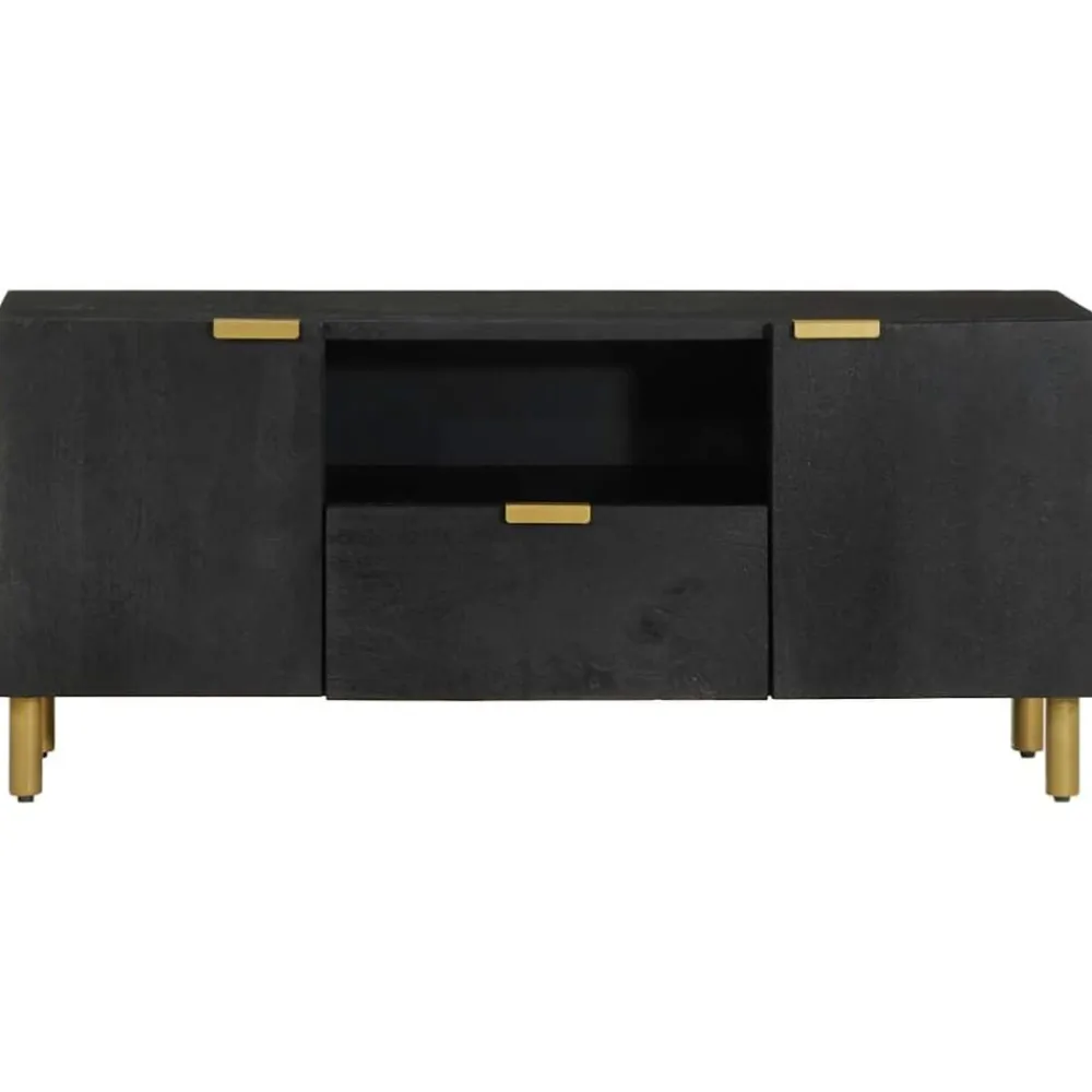 vidaXL Armarios Y Almacenamiento-Mueble de TV madera de ingeniería negro 105x33x46 cm