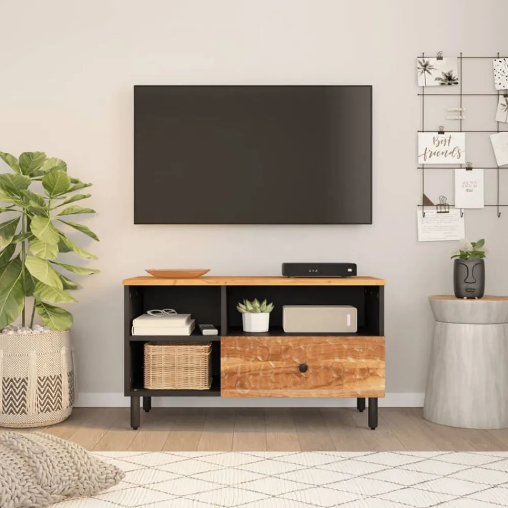 vidaXL Muebles Tv-Mueble de TV madera maciza de acacia 80x33x46 cm