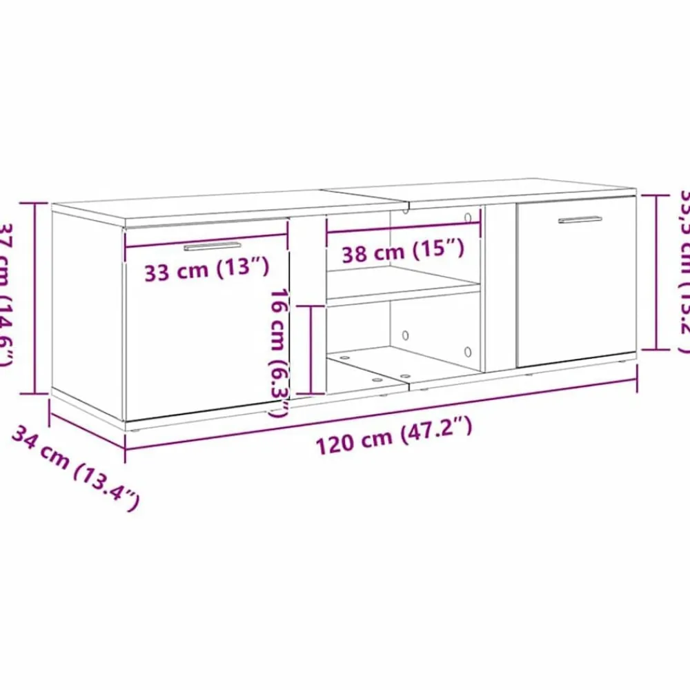 vidaXL Muebles Tv-Mueble de TV madera contrachapada envejecida 120x34x37 cm