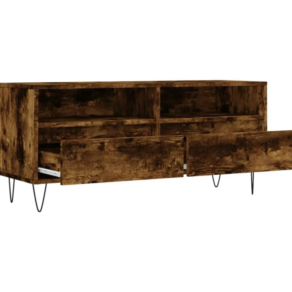 vidaXL Mueble de TV madera contrachapada 100x34,5x44,5cm Roble ahumado New