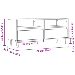 vidaXL Mueble de TV madera contrachapada 100x34,5x44,5cm Roble ahumado New
