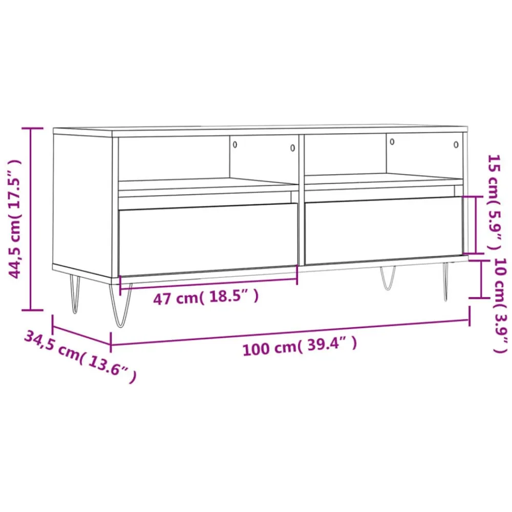 vidaXL Muebles Tv-Mueble de TV madera contrachapada gris hormigón 100x34,5x44,5cm