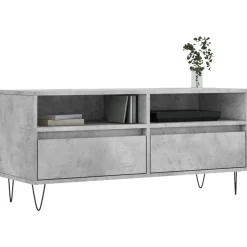 vidaXL Muebles Tv-Mueble de TV madera contrachapada gris hormigón 100x34,5x44,5cm