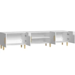 vidaXL Muebles Tv-Mueble de TV madera contrachapada blanco brillo 180x31,5x40 cm