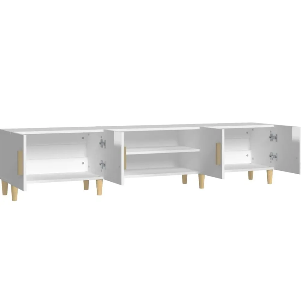 vidaXL Muebles Tv-Mueble de TV madera contrachapada blanco brillo 180x31,5x40 cm