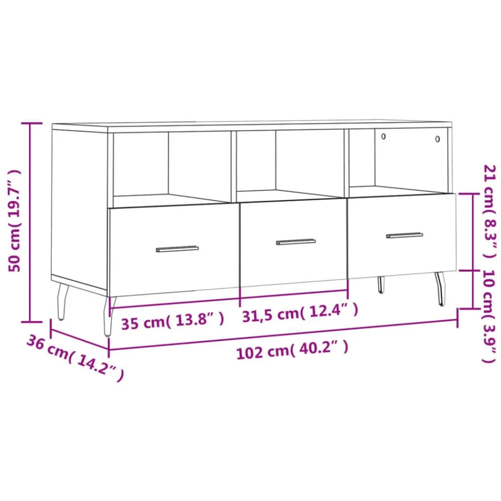vidaXL Mueble de TV madera de ingeniería gris hormigón 102x36x50 cm Gris hormigón Sale