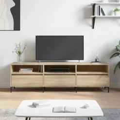 vidaXL Mueble de TV madera contrachapada 150x30x44,5 cm Roble Sonoma New
