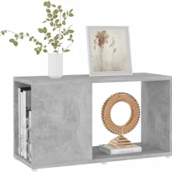 vidaXL Estanterías-Mueble de TV madera de ingeniería gris hormigón 60x24x32 cm