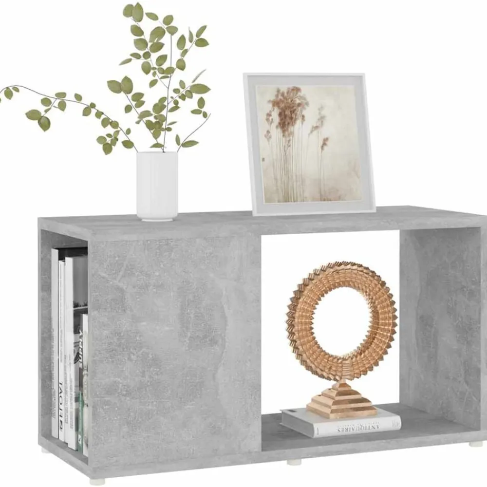 vidaXL Estanterías-Mueble de TV madera de ingeniería gris hormigón 60x24x32 cm