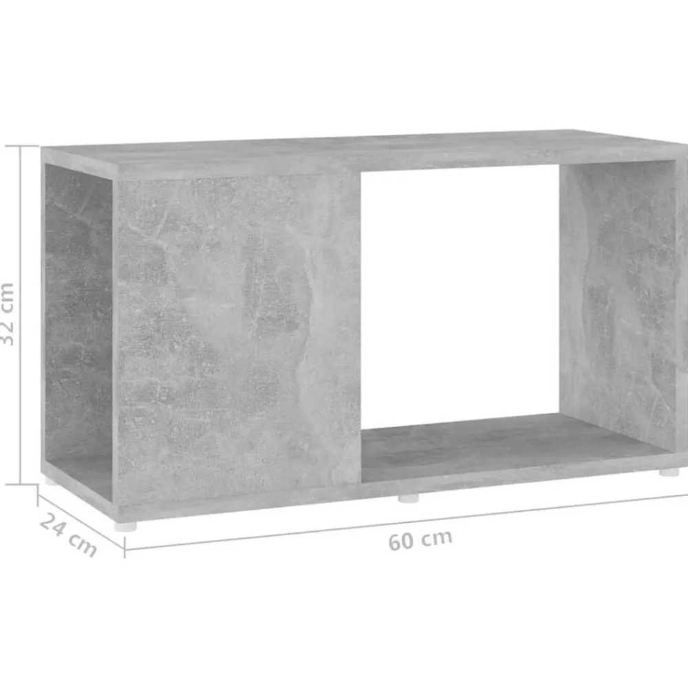 vidaXL Estanterías-Mueble de TV madera de ingeniería gris hormigón 60x24x32 cm